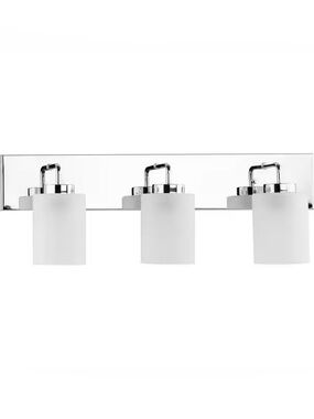 Polished Chrome 3-Light Vanity Light with Frosted White Shades